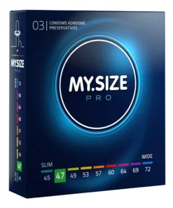 MY.SIZE PRO 47 mm 3 szt. precyzyjne ultracienkie prezerwatywy Vytex