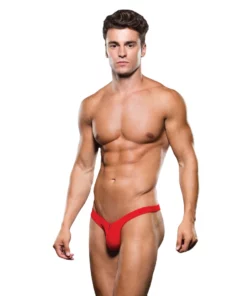 ENVY Stringi z mikrofibry czerwone M/L z zamkiem błyskawicznym