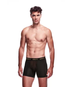 Envy Menswear Bokserki Długie Siateczkowe Czarny M/L Anatomiczny Kroj