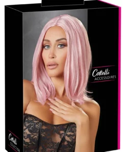Cottelli Accessories Peruka Bob Rożowa Regulowana 30cm Syntetyczna