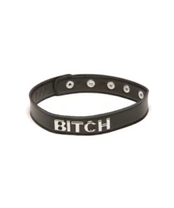 Allure Xplay Obroża z Regulacją i Napisem BITCH, Czarna Skora