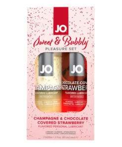 System JO Sweet & Bubbly Set lubrykanty roślinne 2x60 ml szampan truskawka-czekolada