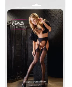 Cottelli Legwear rajstopy imitujące pas do pończoch czarne S/M
