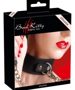 Bad Kitty Obroża silikonowa czarna z metalowym zapięciem 63 cm