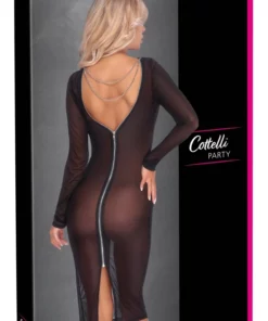 Cottelli PARTY sukienka XL czarna długa z prześwitującego materiału