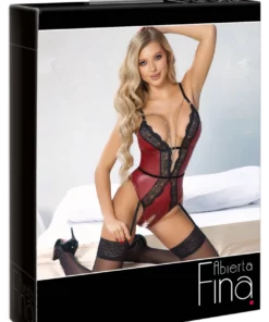 Abierta Fina Body Czerwono-Czarne z Koronką XL Regulowane Łańcuszki