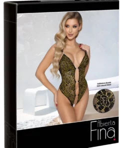 Abierta Fina Body Koronkowe Czarny Kwiatowy Motyw S Regulowane