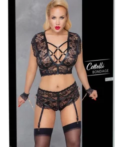 Cottelli Collection Bondage Komplet Koronkowy 4XL z Kajdankami