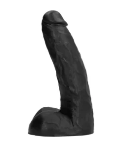 All Black Model 22 cm - Czarna anatomiczna forma z rowkami