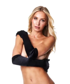 Baci Długie Rękawiczki Satynowe Czarne Eleganckie Akcesorium