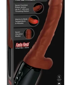 King Cock Plus Wibrator z Funkcją Ciepła i Wstrząsow 19cm Ciemny