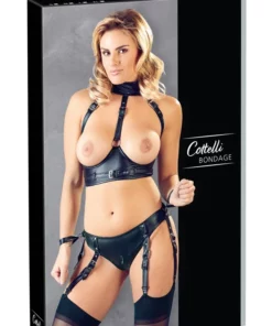 Cottelli Collection Bondage komplet bielizny z otwartym biustonoszem M