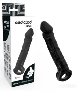 Addicted Toys - Czarna nakładka anatomiczna z pierścieniem, 20 cm