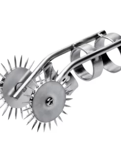 Metal Hard - Stalowy stymulator manualny z podwojnymi pierścieniami 9 cm