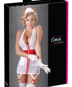 Cottelli Costumes Stroj Pielęgniarki XL z Zamkiem i Opaską Biało-Czerwony