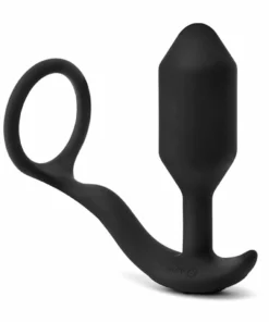 b-Vibe Vibrating Snug & Tug M - Wibrująca zatyczka z pierścieniem, silikon