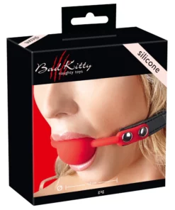 Bad Kitty Czerwony Knebel Silikonowy z Regulacją 42-58 cm