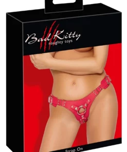 Bad Kitty Uprząż Czerwona S-L Regulowana Skorzany Design