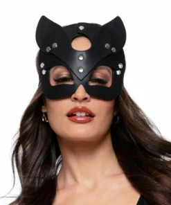 Bedroom Fantasies Kinky Kitty Mask Czarna - Skorzana Maska Regulowana