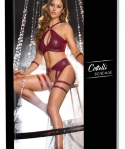 Cottelli Collection Bondage Set L ciemnoczerwony matowy z kajdankami