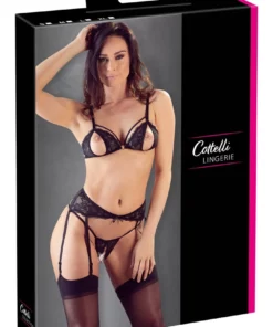 Cottelli Collection Zestaw Lingerie 3-częściowy Czarna Koronka L