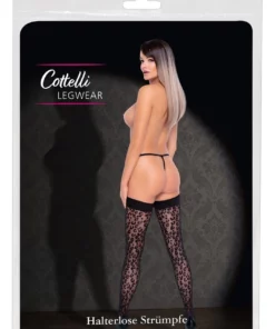 Cottelli LEGWEAR Pończochy samonośne leo czarne 30 den z silikonem