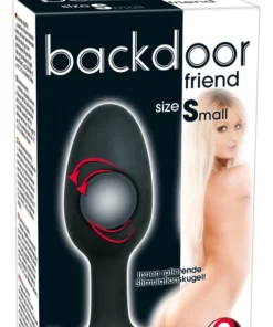 Backdoor Friend mały silikonowy korek z kulką stymulacyjną 8 cm czarny