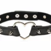 XR Brands Spiked Heart Choker Black - Pasek z Ćwiekami Vegan 42 cm