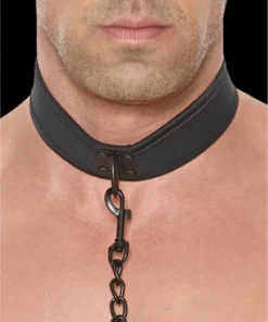 Shots Ouch! Obroża neoprenowa z przyłączaną smyczą, czarna