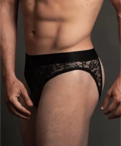 Allure SM majtki męskie z koronką i otwartym tyłem, czarne