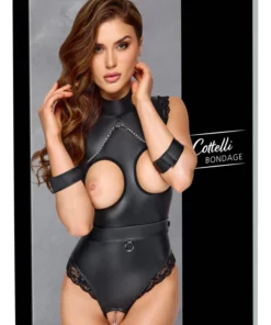 Cottelli Collection Bondage Body L, matowe, czarne, wycięcia, L