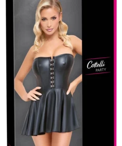 Cottelli PARTY Mini Sukienka Gorsetowa Czarna Matowa S
