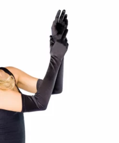 Leg Avenue Extra Long Satin Gloves czarne satynowe rękawiczki