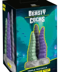 Beasty Cocks Triple Tentacle silikonowy model 3-w-1, elastyczny, 22 cm