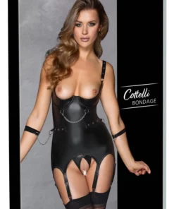 Cottelli Bondage komplet XL czarny z matowego materiału i kajdankami