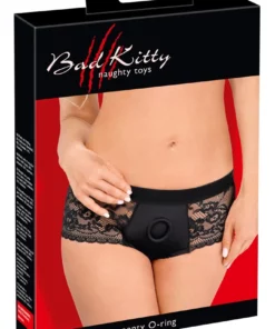 Bad Kitty Koronkowy Panty O-Ring z elastycznym pierścieniem S czarny