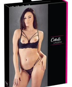 Cottelli Lingerie komplet koronkowy czarny 85B/L z otwartym biustonoszem