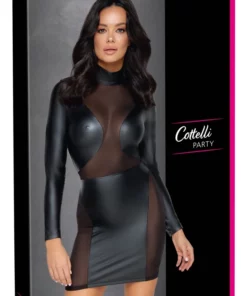 Cottelli Collection PARTY sukienka matowa z siateczką czarna L