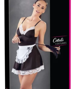 Cottelli Costumes Stroj Pokojowki S z Koronką i Regulacją Ramiączek