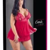 Cottelli Curves Babydoll Czerwona z Kokardką 2XL - Koronkowa, Regulowana