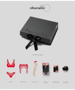 Obsessive Aliosa Gift Box Czerwony zestaw bielizny z perfumami L/XL