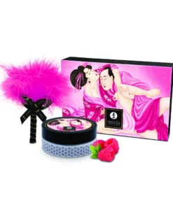 Bijoux Indiscrets Puder do Masażu Ciała Malinowy 75g z Puszystą Pacynką