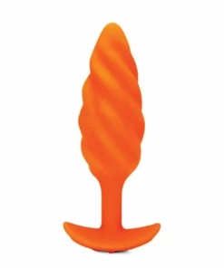 b-Vibe Texture Plug Swirl Orange - wibrujący model z falistą powierzchnią