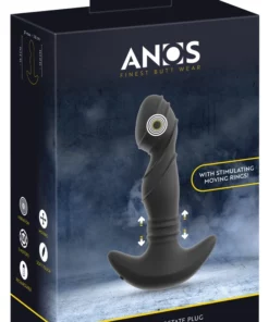 ANOS Moving Rings - silikonowa maszyna intymna z ruchomymi pierścieniami, czarna