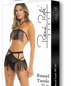 Rassel Tassle 3PC Set Black M/L - komplet z frędzlami i paskami