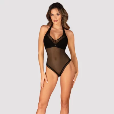Obsessive Medilla Body czarne siateczkowe koronka XS/S regulowane