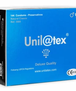 UNILATEX Naturalne prezerwatywy 144 szt. gładkie, natłuszczone, ISO 4074