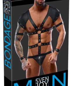Svenjoyment Bondage Body Męskie Czarny L Regulowane Paski